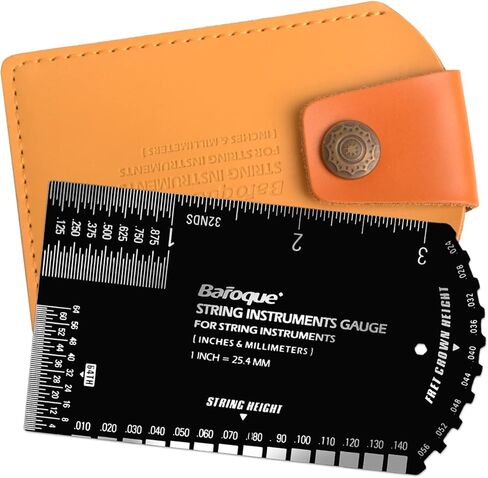 مسطرة قياس الحركة، مقياس إعداد الجيتار، أداة لوثير هزازة الجيتار متعددة الوظائف مع حقيبة جلدية سميكة، محفورة بدقة، حافة مصقولة (بوصة ومتري) in Kuwait