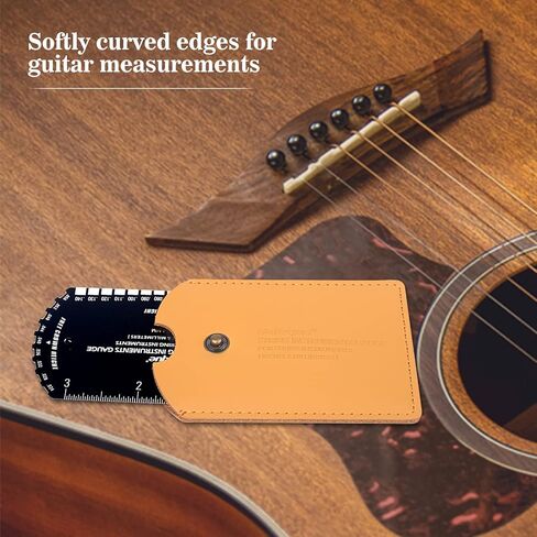 مسطرة قياس الحركة، مقياس إعداد الجيتار، أداة لوثير هزازة الجيتار متعددة الوظائف مع حقيبة جلدية سميكة، محفورة بدقة، حافة مصقولة (بوصة ومتري) in Kuwait