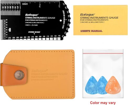 مسطرة قياس الحركة، مقياس إعداد الجيتار، أداة لوثير هزازة الجيتار متعددة الوظائف مع حقيبة جلدية سميكة، محفورة بدقة، حافة مصقولة (بوصة ومتري) in Kuwait