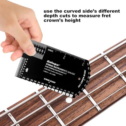 مسطرة قياس الحركة، مقياس إعداد الجيتار، أداة لوثير هزازة الجيتار متعددة الوظائف مع حقيبة جلدية سميكة، محفورة بدقة، حافة مصقولة (بوصة ومتري) in Kuwait