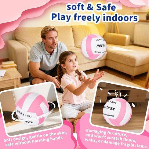 Soft Indoor Volleyball, Ultra Soft Fabric Lightweight Volleyball for Safe & Quiet Practice, Ideal for Kids Youth Beginners Indoor Home Yard Training Games (Deflated) in Saudi Arabia