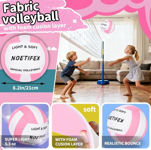 Soft Indoor Volleyball, Ultra Soft Fabric Lightweight Volleyball for Safe & Quiet Practice, Ideal for Kids Youth Beginners Indoor Home Yard Training Games (Deflated) in Saudi Arabia