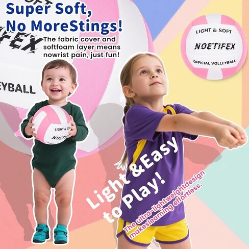 Soft Indoor Volleyball, Ultra Soft Fabric Lightweight Volleyball for Safe & Quiet Practice, Ideal for Kids Youth Beginners Indoor Home Yard Training Games (Deflated) in Saudi Arabia
