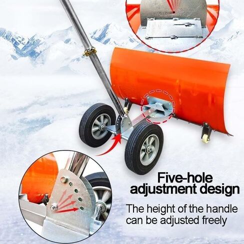 أداة دفع الثلج الدوارة من ELEFOCUS، إمالة بـ 5 أوضاع، شفرة فولاذية مقاس 47.5 × 75.5 سم مع عجلات مطاطية لإزالة الثلج بكفاءة in Kuwait