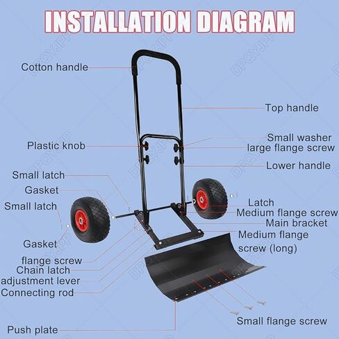 مجرفة الثلج المتدحرجة شديدة التحمل من ELEFOCUS بمقبض قابل للتعديل، شفرة إزالة الجليد والثلج بعرض 74 * 42 سم in Kuwait