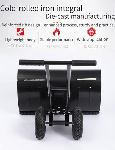 دافعة الثلج المتدحرجة من ELEFOCUS، مجرفة ثلج شديدة التحمل مع مقبض ارتفاع قابل للتعديل وشفرة اتجاهية للممرات (75 × 43 سم / 29 × 17 بوصة) in Kuwait