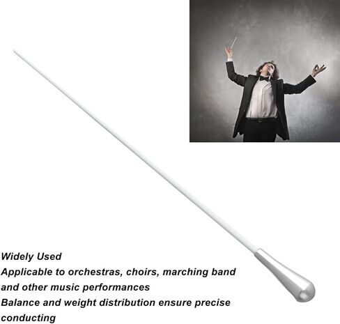 SUNGOOYUE Conductor Baton Music Baton, Professional Orchestra Baton with Balanced Weight Distribution for Conductors Teachers Music Directors (Silver) in Kuwait