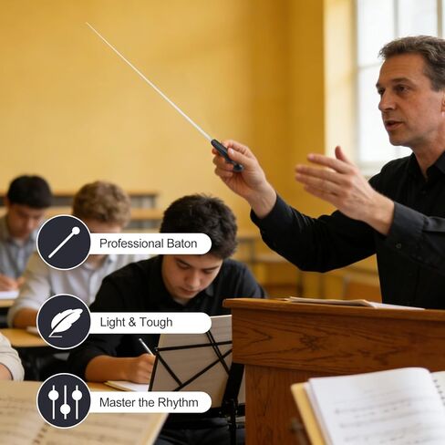 باتون باتون أوركسترا الألياف الزجاجية الاحترافية باتون للحفلات الموسيقية بمقبض (أسود) in Kuwait