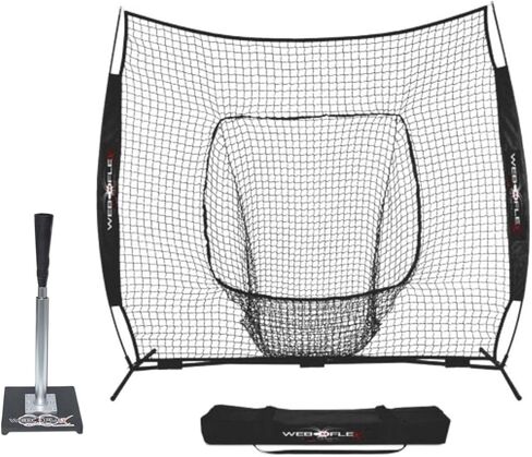 شبكة جورب من سلسلة Web Flex® Spider مقاس 7 × 7 وحزمة تي شيرت قابلة للتعديل، مجموعة تدريب كرة البيسبول المحمولة لجميع الأعمار، شبكة تدريب متينة + تي شيرت قابل لضبط الارتفاع مع حقيبة حمل in Saudi Arabia