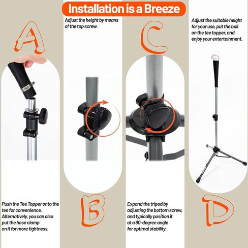 Baseball Tees for Hitting, Adjust Height, for Kids Aged 3-8, Baseball Softball Training Equipment with Strong Tee Topper Carrying Case, Weather-Resistant Design in Kuwait