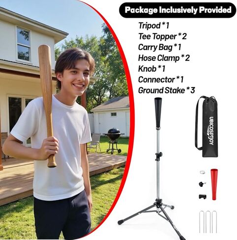 Baseball Tees for Hitting, Adjust Height, for Kids Aged 3-8, Baseball Softball Training Equipment with Strong Tee Topper Carrying Case, Weather-Resistant Design in Kuwait