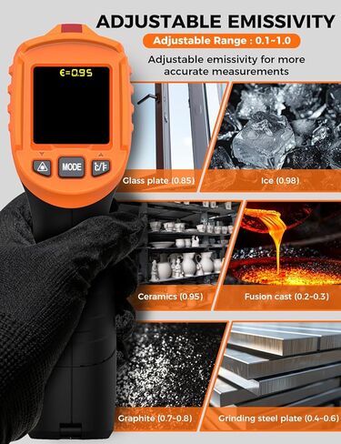 4 في 1 مسدس درجة الحرارة POROMETISTO 4 أنواع من إعدادات التنبيه، -58-1472 درجة فهرنهايت قياس درجة الحرارة بالأشعة تحت الحمراء/درجة الحرارة المحيطة ومقاييس الحرارة بالأشعة تحت الحمراء، مسدس ميزان حرارة ليزر صناعي مع مسبار من النوع K in Kuwait