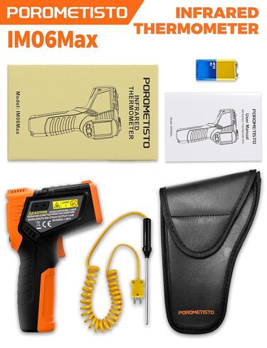 4 في 1 مسدس درجة الحرارة POROMETISTO 4 أنواع من إعدادات التنبيه، -58-1472 درجة فهرنهايت قياس درجة الحرارة بالأشعة تحت الحمراء/درجة الحرارة المحيطة ومقاييس الحرارة بالأشعة تحت الحمراء، مسدس ميزان حرارة ليزر صناعي مع مسبار من النوع K in Kuwait