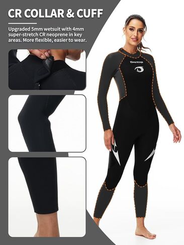 Owntop Wetsuit 5mm Neoprene Diving Suit for Mens Womens - Thicken Full Wet Suit, Back Zip Long Sleeve UPF50+ Keep Warm Swimwear for Scuba Surfing Swimming Diving Snorkeling Water Sports in Saudi Arabia