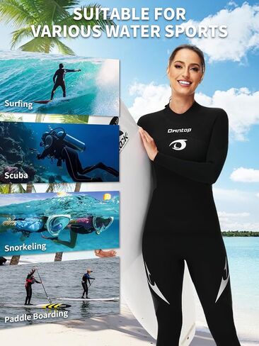 Owntop Wetsuit 5mm Neoprene Diving Suit for Mens Womens - Thicken Full Wet Suit, Back Zip Long Sleeve UPF50+ Keep Warm Swimwear for Scuba Surfing Swimming Diving Snorkeling Water Sports in Saudi Arabia
