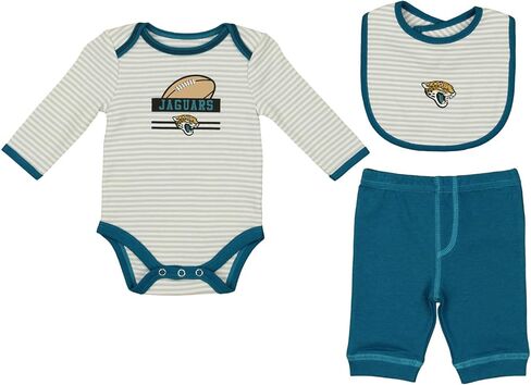 OuterStuff NFL Newborn (0M-12M) Team Color Creeper، مجموعة مريلة وبنطلون، Jacksonville Jaguars 6-9 أشهر in Saudi Arabia
