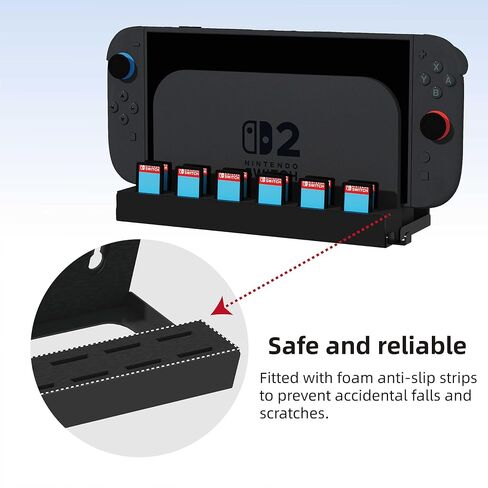 حامل معدني على الحائط من ZYTHRONE لجهاز Nintendo Switch 2، ملحقات أرفف أدوات التثبيت على الحائط مع 12 حامل بطاقات ألعاب و2 دعامة Joy Con وخطاف واحد، وحدة تحكم للتخزين الآمن بالقرب من التلفزيون in Kuwait