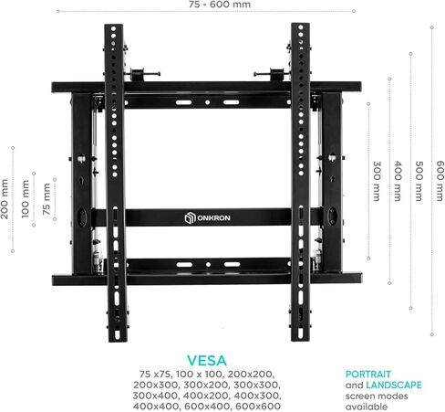 ONKRON Video Wall Mount for 50-70 Inch Digital Video Walls & Boards up to 110 lbs, Pop Out TV Mount System max VESA 600x600, Digital Signage Mount/Commercial Video Wall Mounting System Black in Saudi Arabia