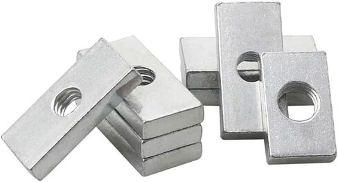 10 قطع RWRAPS 10 قطع M3 M4 M5 M6 M8 مربعة الشكل، صواميل مستطيلة رفيعة، صواميل منزلق رفيعة مطلية بالزنك، ملحقات ألومنيوم سوداء (اللون: 10 قطع، الحجم: M5x24x12x2.5 مم) in Kuwait