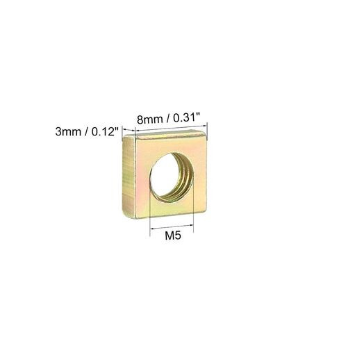 Square Nuts, M5x8mmx3mm Yellow Zinc Plated Metric Coarse Thread Assortment Kit, 50 Pcs in Saudi Arabia