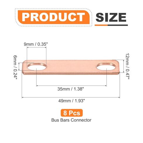 MECCANIXITY 8 Pcs Bus Bars Connector Bus Bar, Hole Spacing 1.38" Thickness 1.5MM for Lithium Battery 3.2V 50Ah 100Ah 280Ah LiFePO4 Cells, Copper Red in Saudi Arabia