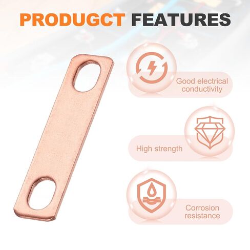 MECCANIXITY 8 Pcs Bus Bars Connector Bus Bar, Hole Spacing 1.38" Thickness 1.5MM for Lithium Battery 3.2V 50Ah 100Ah 280Ah LiFePO4 Cells, Copper Red in Saudi Arabia