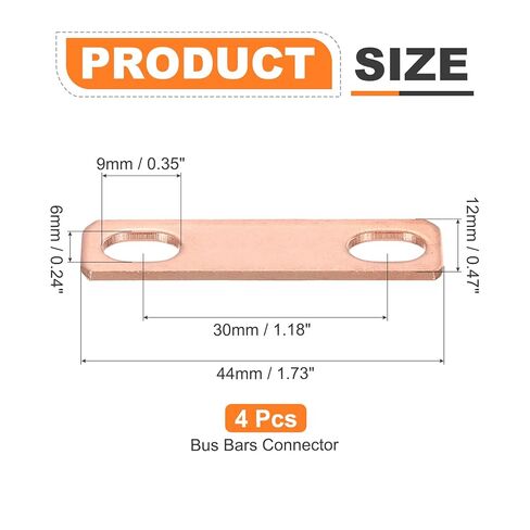 MECCANIXITY 4 Pcs Bus Bars Connector Bus Bar, Hole Spacing 1.18" Thickness 1.5MM for Lithium Battery 3.2V 50Ah 100Ah 280Ah LiFePO4 Cells, Copper Red in Saudi Arabia