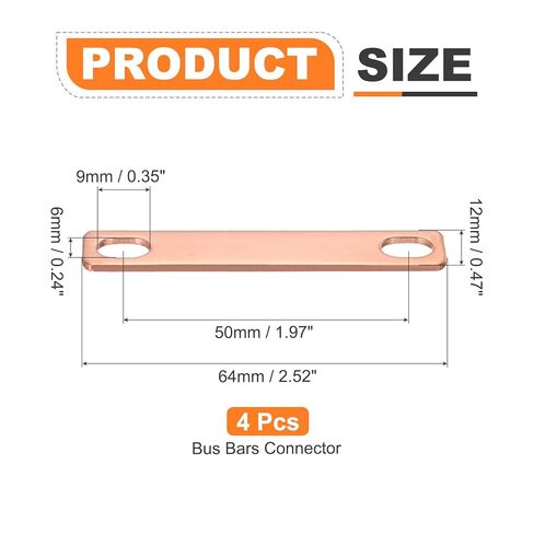 MECCANIXITY 4 Pcs Bus Bars Connector Bus Bar, Hole Spacing 1.97" Thickness 1.5MM for Lithium Battery 3.2V 50Ah 100Ah 280Ah LiFePO4 Cells, Copper Red in Saudi Arabia