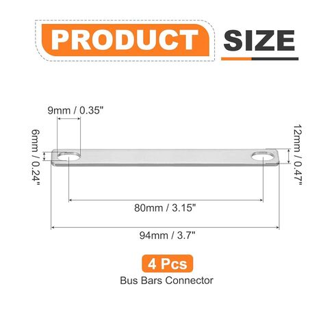 MECCANIXITY 4 Pcs Bus Bars Connector Bus Bar, Hole Spacing 3.15" Thickness 1.5MM Nickel-Plated Surface for Lithium Battery 3.2V 50Ah 100Ah 280Ah LiFePO4 Cells, Silver in Saudi Arabia