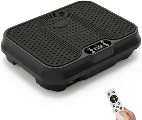 آلة تمرين لوحة الاهتزاز، لوحة اهتزاز صغيرة مدمجة لفقدان الوزن التصريف اللمفاوي، منصة لياقة بدنية لكامل الجسم بسعة 400 رطل للمنزل والنساء والرجال (أسود-S) in Kuwait