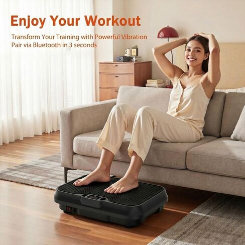 آلة تمرين لوحة الاهتزاز، لوحة اهتزاز صغيرة مدمجة لفقدان الوزن التصريف اللمفاوي، منصة لياقة بدنية لكامل الجسم بسعة 400 رطل للمنزل والنساء والرجال (أسود-S) in Kuwait