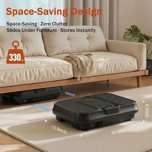 آلة تمرين لوحة الاهتزاز، لوحة اهتزاز صغيرة مدمجة لفقدان الوزن التصريف اللمفاوي، منصة لياقة بدنية لكامل الجسم بسعة 400 رطل للمنزل والنساء والرجال (أسود-S) in Kuwait