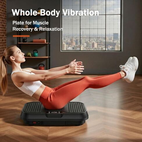 آلة تمرين لوحة الاهتزاز، لوحة اهتزاز صغيرة مدمجة لفقدان الوزن التصريف اللمفاوي، منصة لياقة بدنية لكامل الجسم بسعة 400 رطل للمنزل والنساء والرجال (أسود-S) in Kuwait