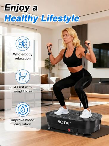 آلة تمرين لوحة الاهتزاز - منصة لياقة بدنية لكامل الجسم لفقدان الوزن والتصريف اللمفاوي وحرق الدهون، لوحة اهتزاز قابلة للتعديل للنساء والرجال باللون الأسود in Kuwait