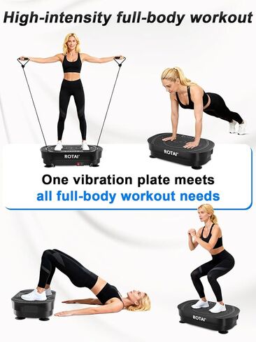 آلة تمرين لوحة الاهتزاز - منصة لياقة بدنية لكامل الجسم لفقدان الوزن والتصريف اللمفاوي وحرق الدهون، لوحة اهتزاز قابلة للتعديل للنساء والرجال باللون الأسود in Kuwait