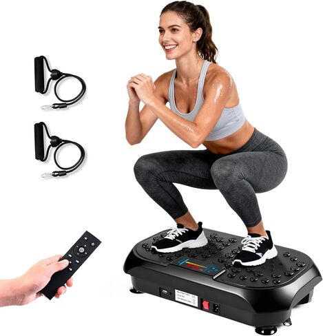 Vibration Plate Exercise Machine, Vibrating Plate for Lymphatic Drainage, Full Body Vibration Plate Fitness Platform Stand Board Shaker, Workout Vibrate Waver Sport Gym Gifts for Weight Loss Women Men in Kuwait