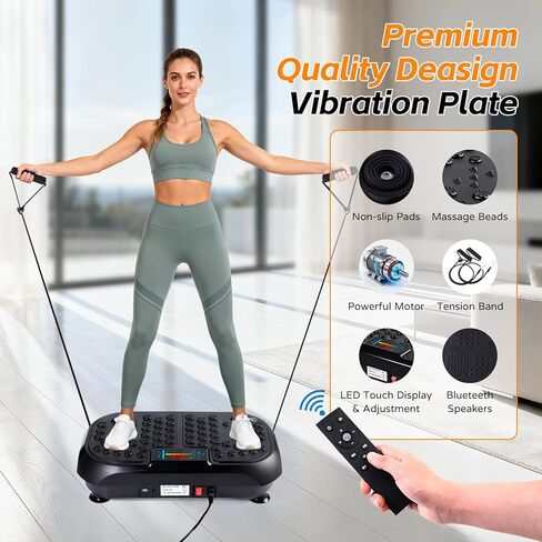 Vibration Plate Exercise Machine, Vibrating Plate for Lymphatic Drainage, Full Body Vibration Plate Fitness Platform Stand Board Shaker, Workout Vibrate Waver Sport Gym Gifts for Weight Loss Women Men in Kuwait