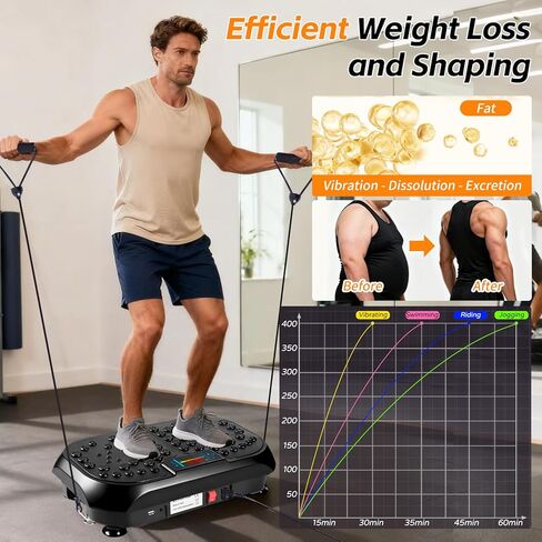 Vibration Plate Exercise Machine, Vibrating Plate for Lymphatic Drainage, Full Body Vibration Plate Fitness Platform Stand Board Shaker, Workout Vibrate Waver Sport Gym Gifts for Weight Loss Women Men in Kuwait