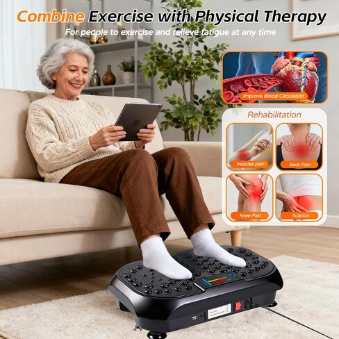 Vibration Plate Exercise Machine, Vibrating Plate for Lymphatic Drainage, Full Body Vibration Plate Fitness Platform Stand Board Shaker, Workout Vibrate Waver Sport Gym Gifts for Weight Loss Women Men in Kuwait