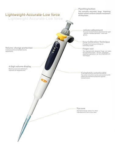 Walter Products TP1000H Variable Volume Micropipette 100-1000µL x 1µL in Saudi Arabia
