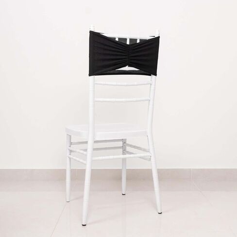 Efavormart 5 Pack Black Wide Ruffled Spandex Chair Sash Band - 8"x13" in Saudi Arabia