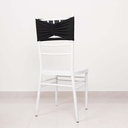 Efavormart 5 Pack Black Wide Ruffled Spandex Chair Sash Band - 8"x13" in Saudi Arabia