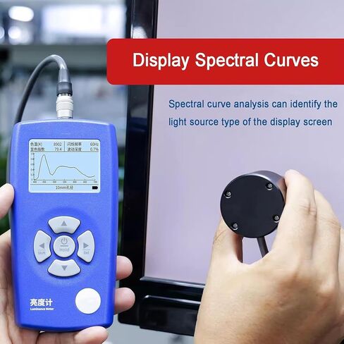 Digital Luminance Meter, Light Meter Brightness Tester with 10/20mm Probes, 1-1000000cd M2, Wavelength Range 400nm-700nm, for HDR Screens Projectors Flicker CRI Spectrum Analysis (10mm) in Saudi Arabia