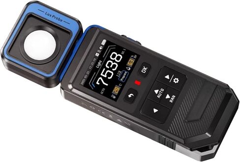 مقياس إضاءة رقمي عالي الدقة، مقياس إضاءة رقمي محمول، نطاق القياس 0-99990Lux، سريع ودقيق، أخذ عينات سريع مرتين/ثانية، لشاشات HDR وأجهزة العرض وتحليل طيف CRI in Kuwait