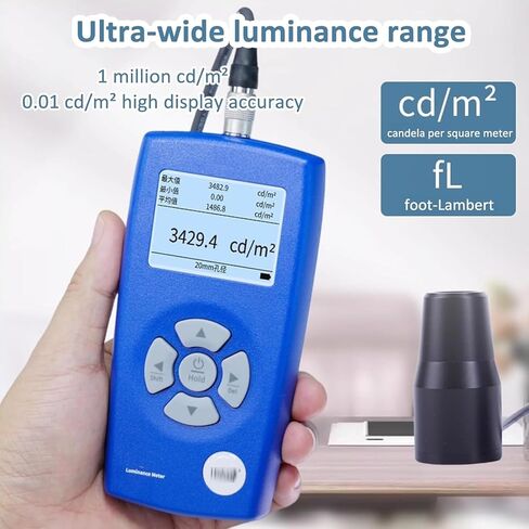 مقياس الإضاءة الرقمي، مقياس الضوء الرقمي مع شاشة LCD بإضاءة خلفية ومسبار 10/20 مم، نطاق القياس 1-1000000cd/م²، دقة عالية وقياس سريع، للفصول الدراسية الداخلية لفيلم الحديقة in Kuwait