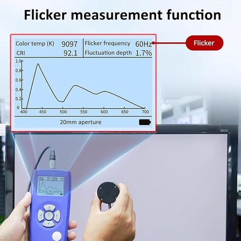 مقياس الإضاءة الرقمي، مقياس الضوء الرقمي مع شاشة LCD بإضاءة خلفية ومسبار 10/20 مم، نطاق القياس 1-1000000cd/م²، دقة عالية وقياس سريع، للفصول الدراسية الداخلية لفيلم الحديقة in Kuwait