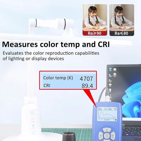 مقياس الإضاءة الرقمي، مقياس الضوء الرقمي مع شاشة LCD بإضاءة خلفية ومسبار 10/20 مم، نطاق القياس 1-1000000cd/م²، دقة عالية وقياس سريع، للفصول الدراسية الداخلية لفيلم الحديقة in Kuwait