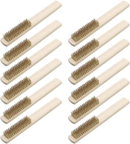 12-Piece Copper and Stainless Steel Wire Brush Set with Ergonomic Wood Handles for Rust, Scale, Dirt, Oil, and Paint Removal on Metal, Machinery, Tires, and Wood Surfaces in Saudi Arabia