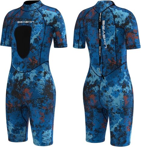 Seaskin Shorty Wetsuit for Womens, 3mm Neoprene Camouflage Diving Suits in Kuwait