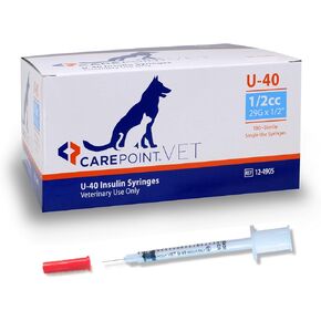 U-40 Pet Insulin Syringes, 29G x 1/2" 1/2cc, Comfortable Injection, Bold Permanent Markings for Accurate Dosage, Disposable, Box of 100 in Kuwait
